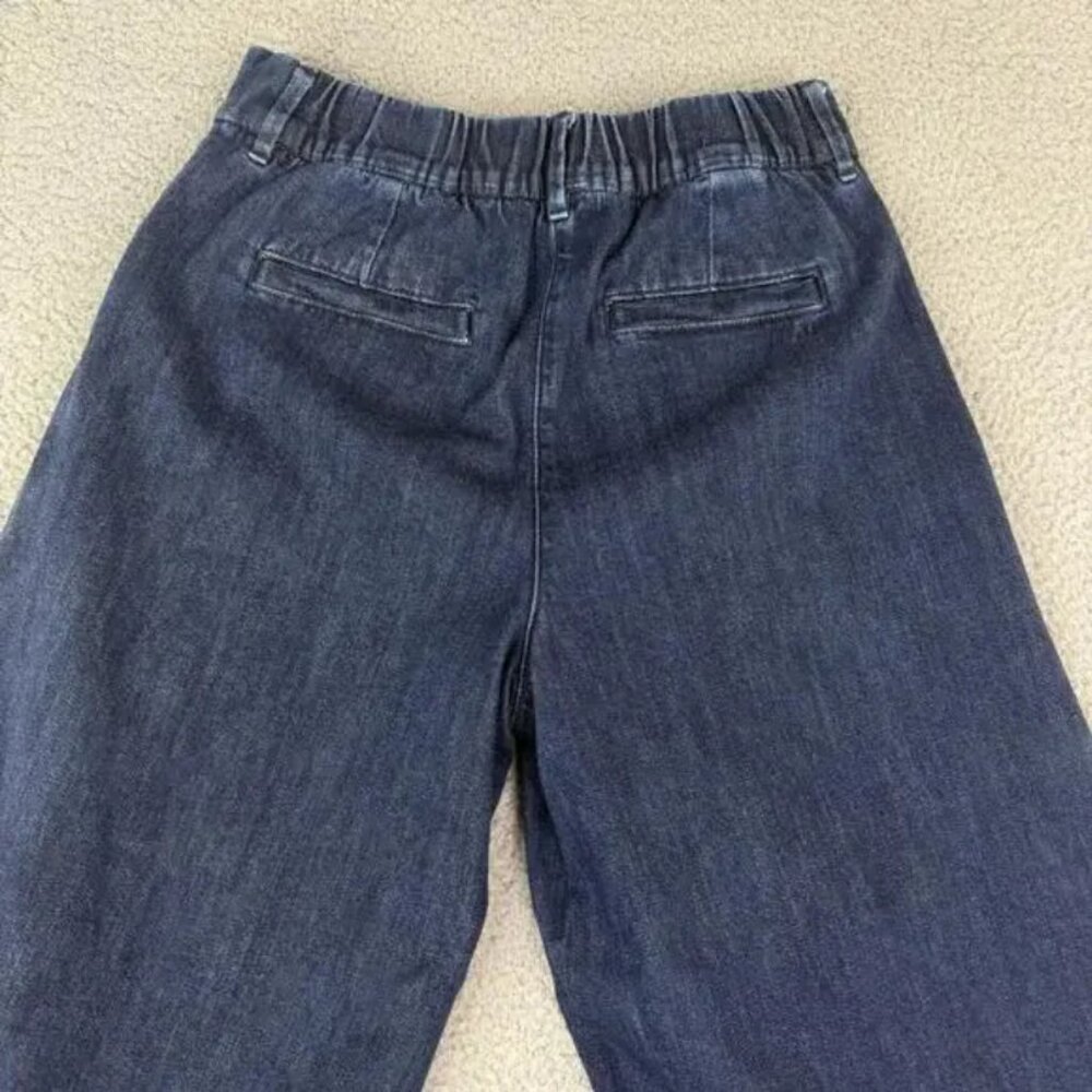 American Eagle  AE Denim Trousers Wide Leg High Rise Dark Wash 0 Short - Picture 10 of 10